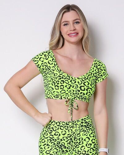 Top Manguinha Onça Colors Amarelo Neon