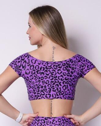 Top Manguinha Onça Colors Roxo