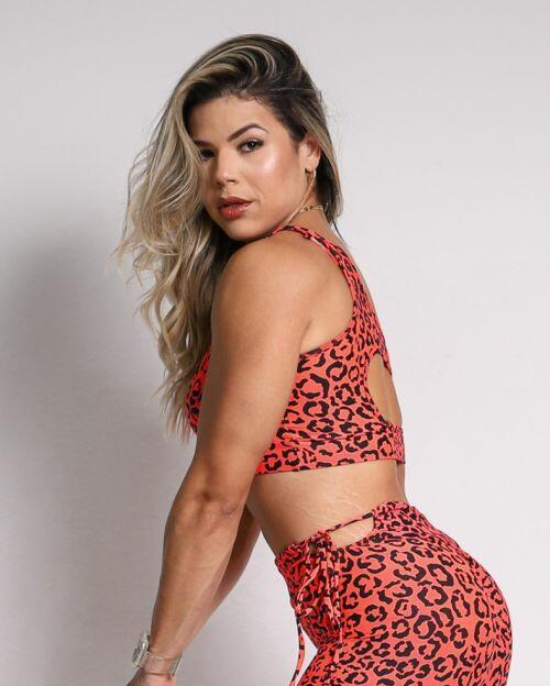Top Paloma Onça Colors Laranja Neon