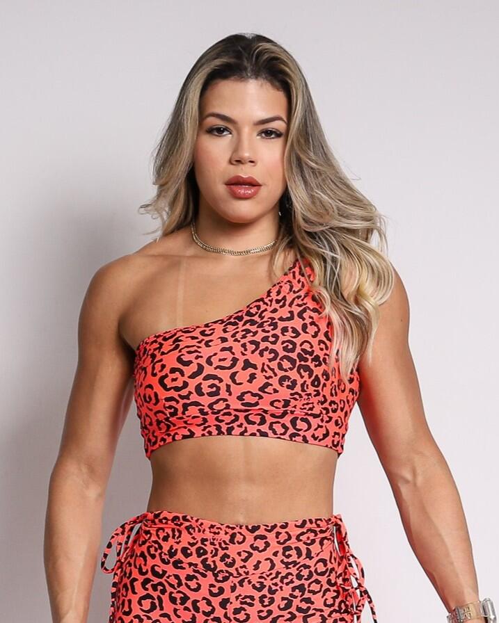 Top Paloma Onça Colors Laranja Neon