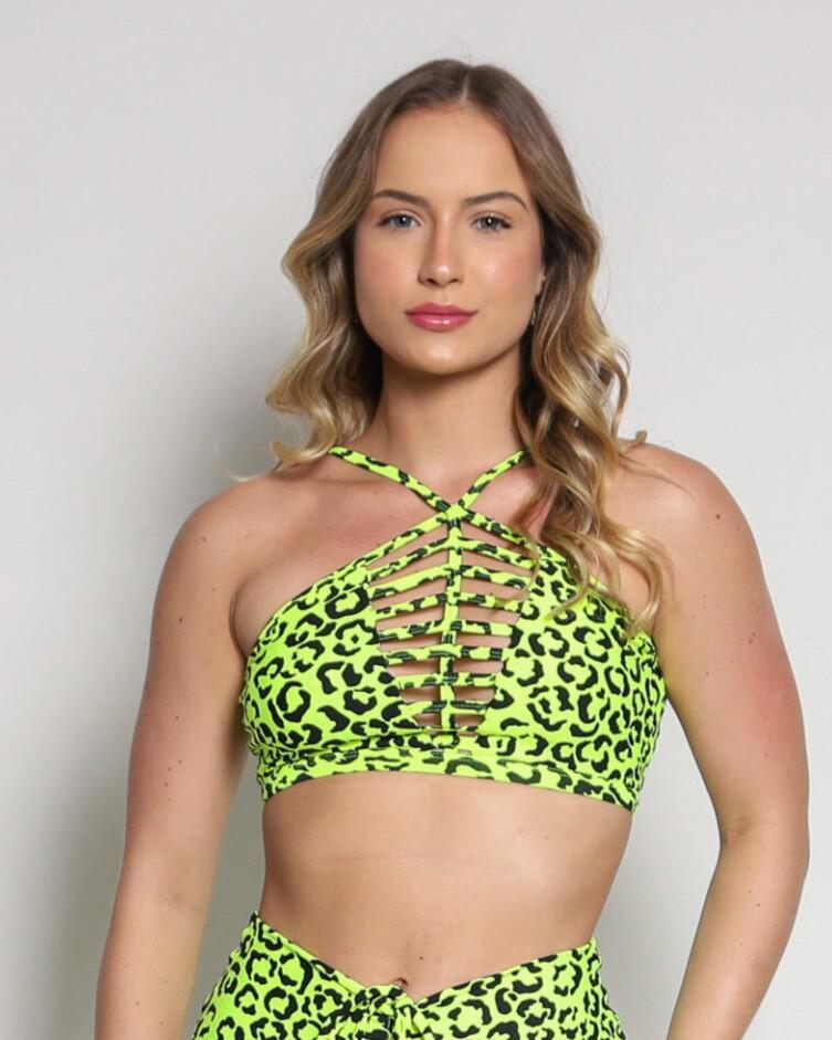 Top Escamas Onça Colors Amarelo Neon