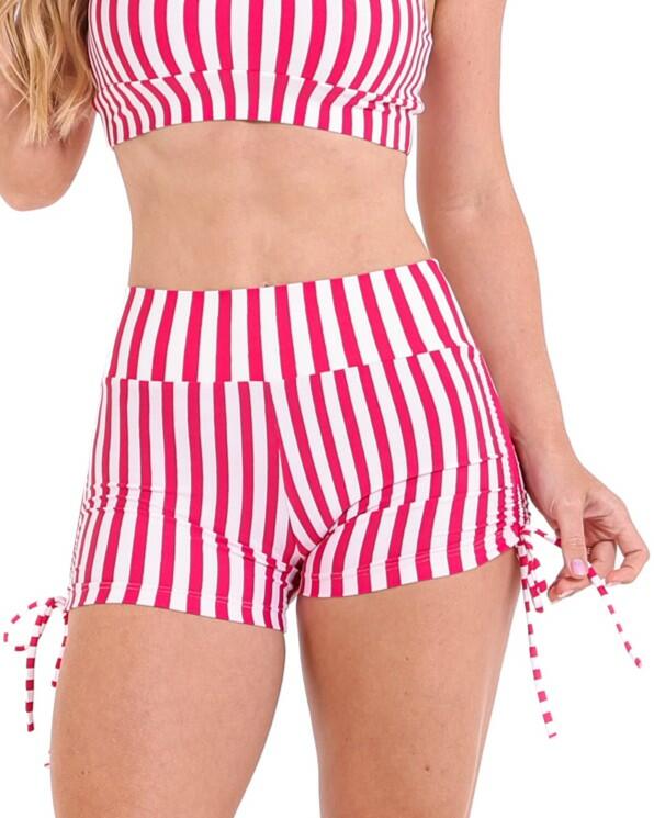Short Cross Listrado Cereja/Branco