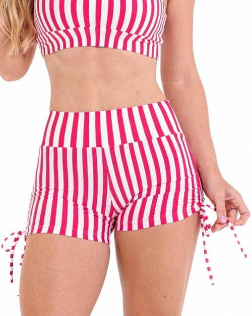 Short Cross Listrado Cereja/Branco