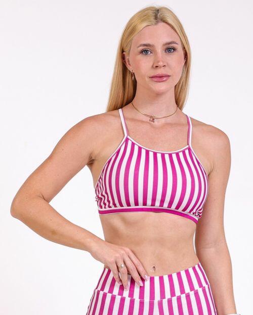Top Paula Listrado Rosa/Branco