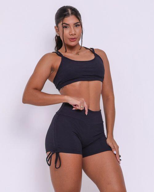 Conjunto Short Cross Jacquard Folhagem + Top Lu