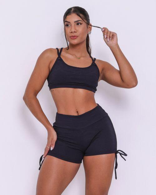 Conjunto Short Cross Jacquard Folhagem + Top Lu
