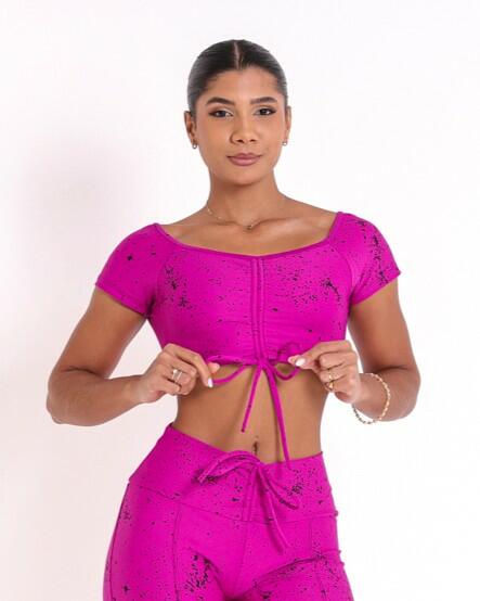 Top Manguinha Degradê Bolhas