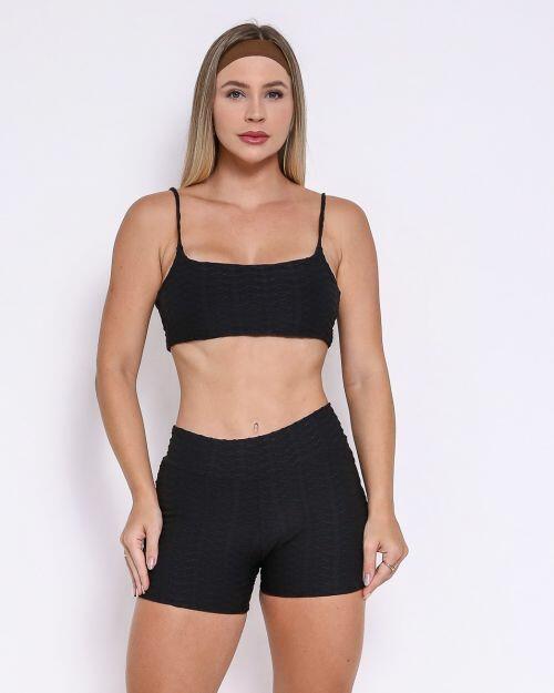 Conjunto Short B�sico Curtinho Textura Lumy + Top Ju