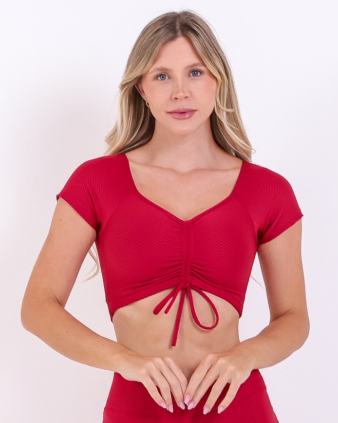 Top Manguinha Textura Colmeia