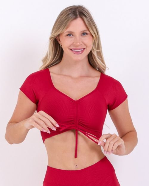 Top Manguinha Textura Colmeia