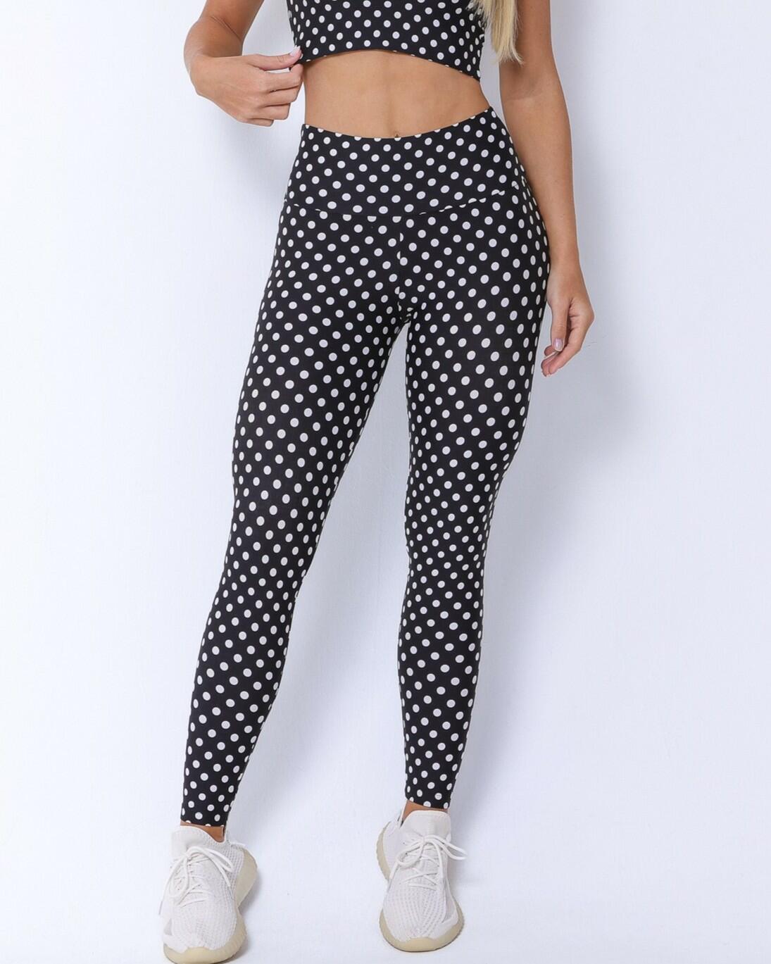 Calça Legging Básica Poá Branco