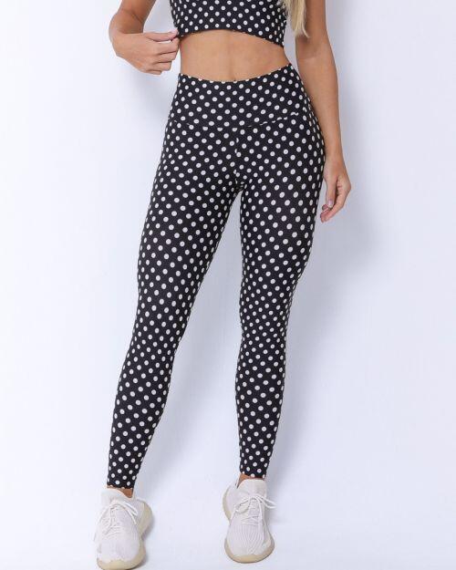Calça Legging Básica Poá Branco