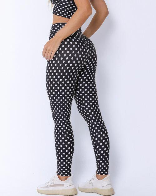 Calça Legging Básica Poá Branco