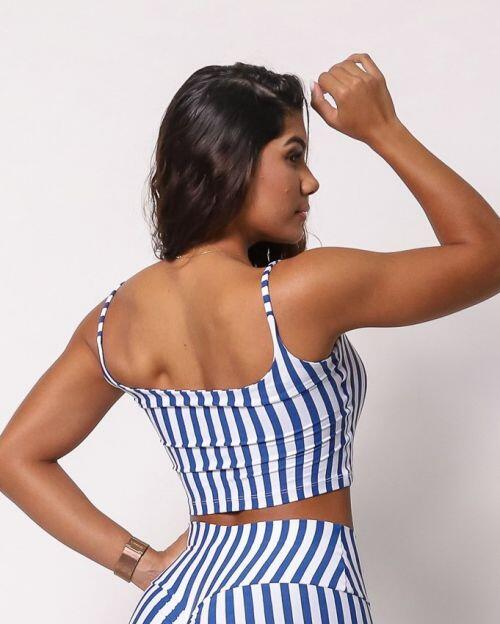 Top Regatinha Listrado Azul/Branco