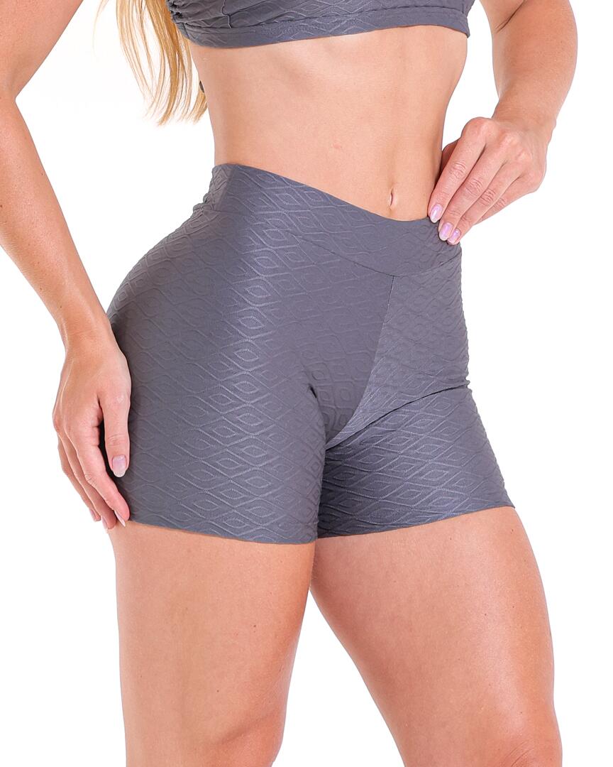 Short Básico Cós Fino Textura Geométrica