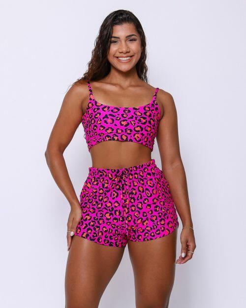 Conjunto Short Boxer Basic Light Onça Pantanal Rosa + Top Bruna