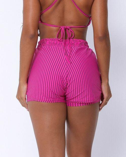 Short Boxer Listrado Magenta/Preto