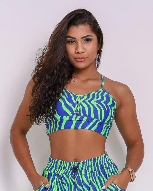 Top Búzios Zebra Savana Verde/Azul