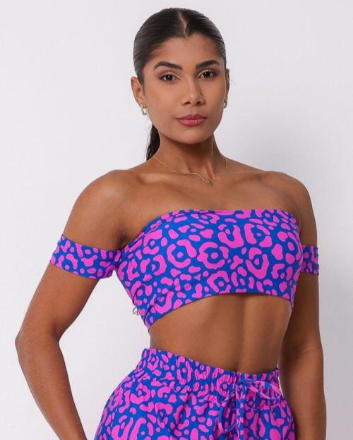 Top Ciganinha Onça Penélope Roxo/Rosa