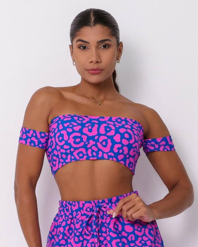Top Ciganinha Onça Penélope Roxo/Rosa