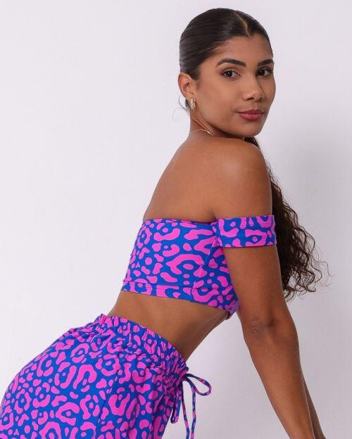 Top Ciganinha Onça Penélope Roxo/Rosa