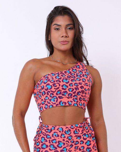 Top Paloma Savana Onça Laranja Colorida
