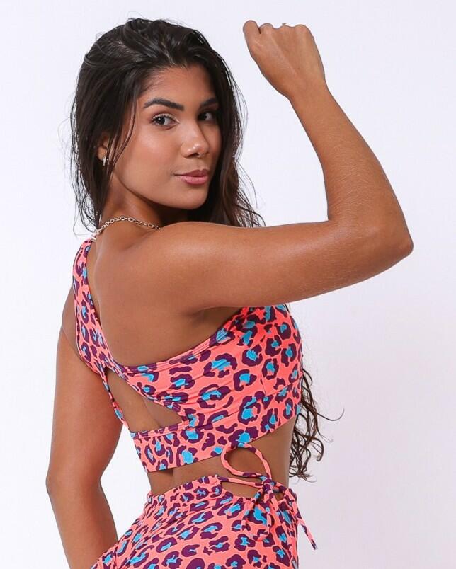 Top Paloma Savana Onça Laranja Colorida