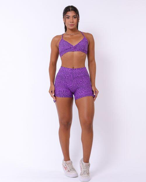 Conjunto Short Cross Oncinha Mini Roxo + Top Rafa