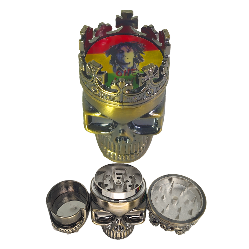 DICHAVADOR DE METAL DENGKE CAVEIRA DOURADO VELHO BOB MARLEY ONE