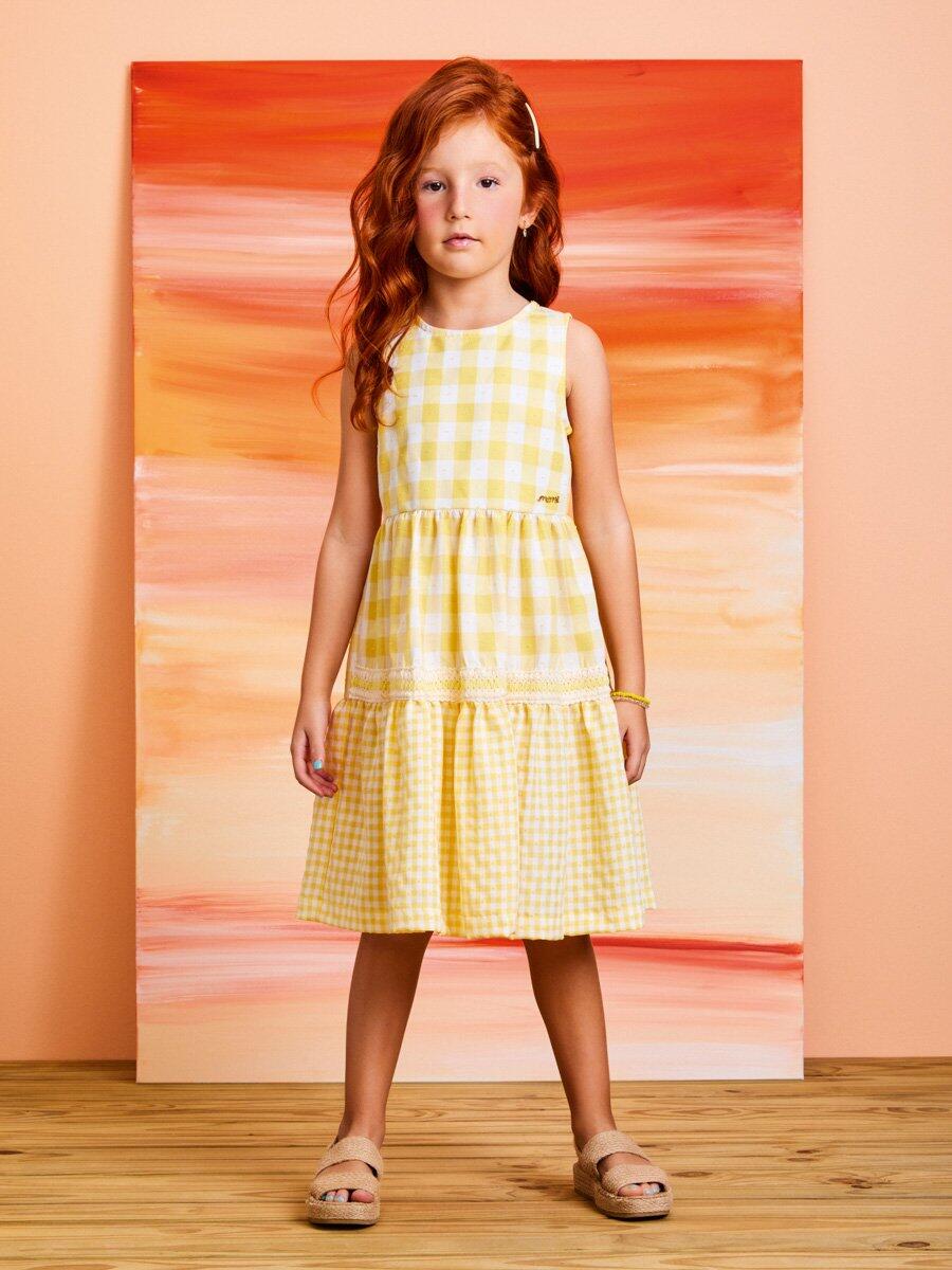 Vestido Momi Amarelo Xadrez - a partir de R$237,97