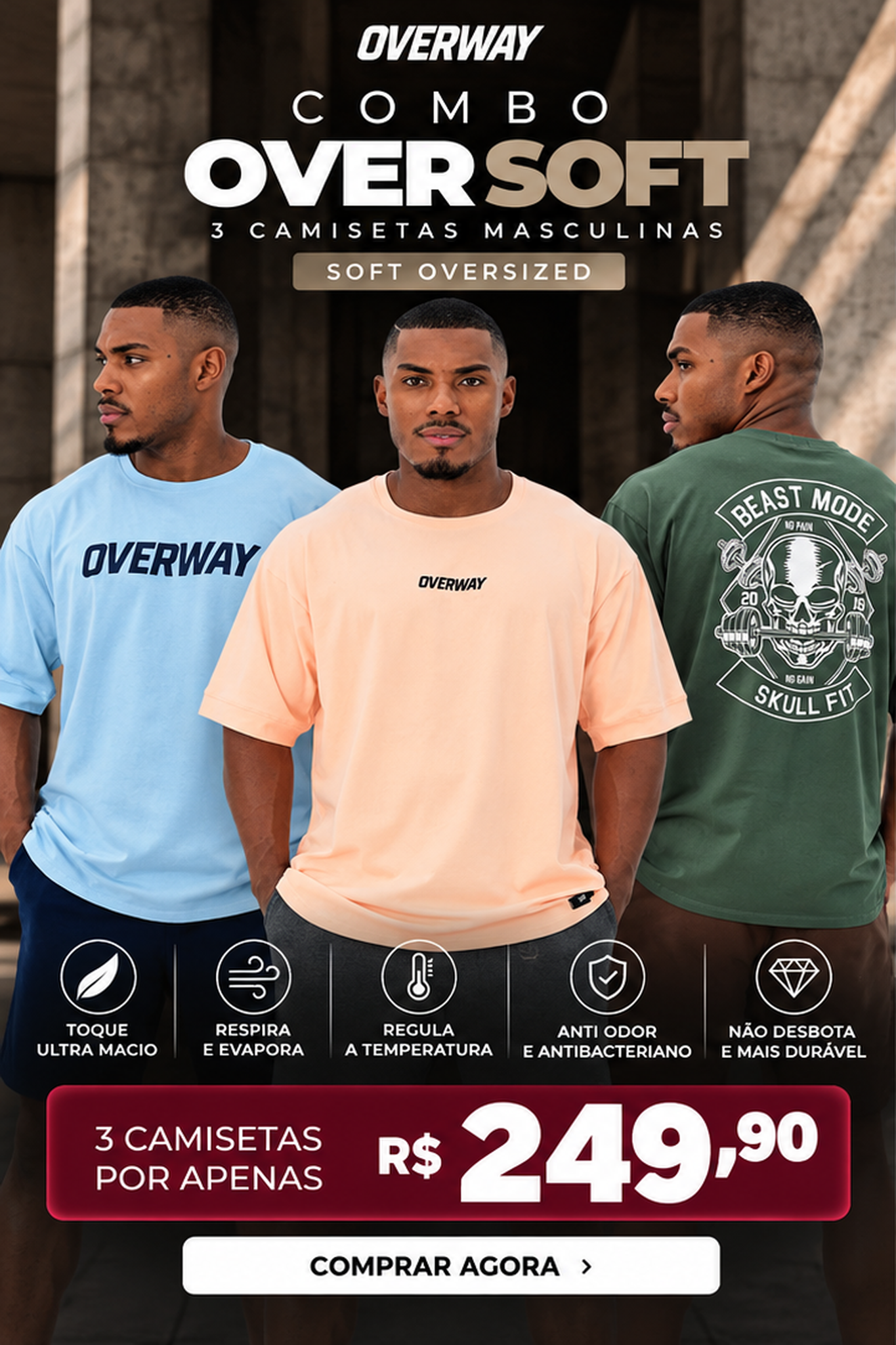 Combo 3 Camiseta OverSoft / Soft Oversized - Por R$ 249,90
