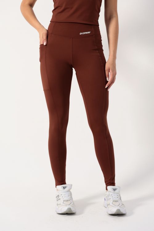 Legging OverFlex Feminina Blackout com Bolso / Flex Fit - Marrom