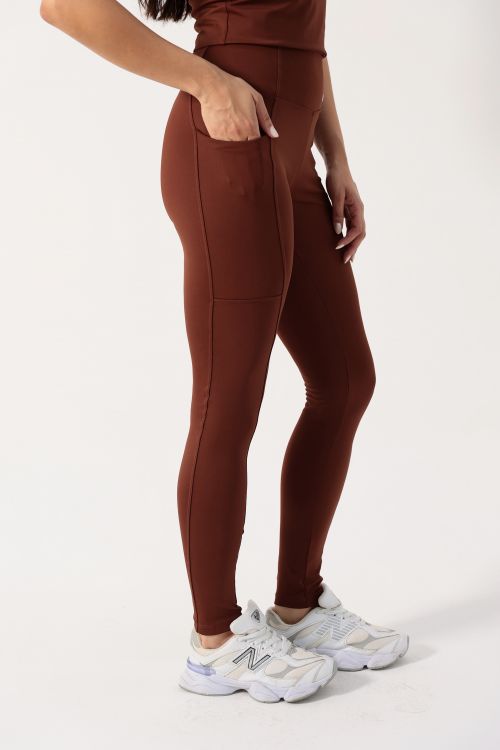 Legging OverFlex Feminina Blackout com Bolso / Flex Fit - Marrom