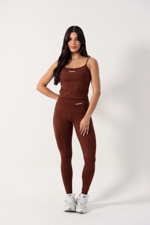 Legging OverFlex Feminina Blackout com Bolso / Flex Fit - Marrom