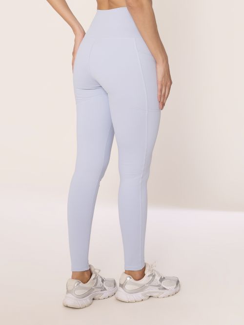 Legging OverFlex Feminina Blackout com Bolsos Sem Costura Frontal / Flex Fit - Azul Claro
