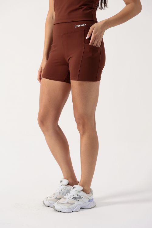 Shorts OverFlex Feminino Blackout com Bolsos Laterais / Flex Fit - Marrom
