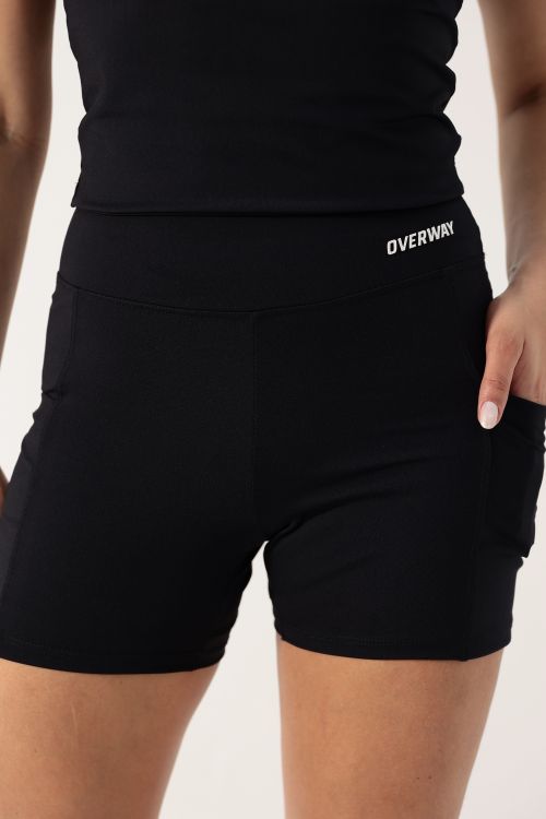 Shorts OverFlex Feminino Blackout com Bolsos Laterais / Flex Fit - Preto