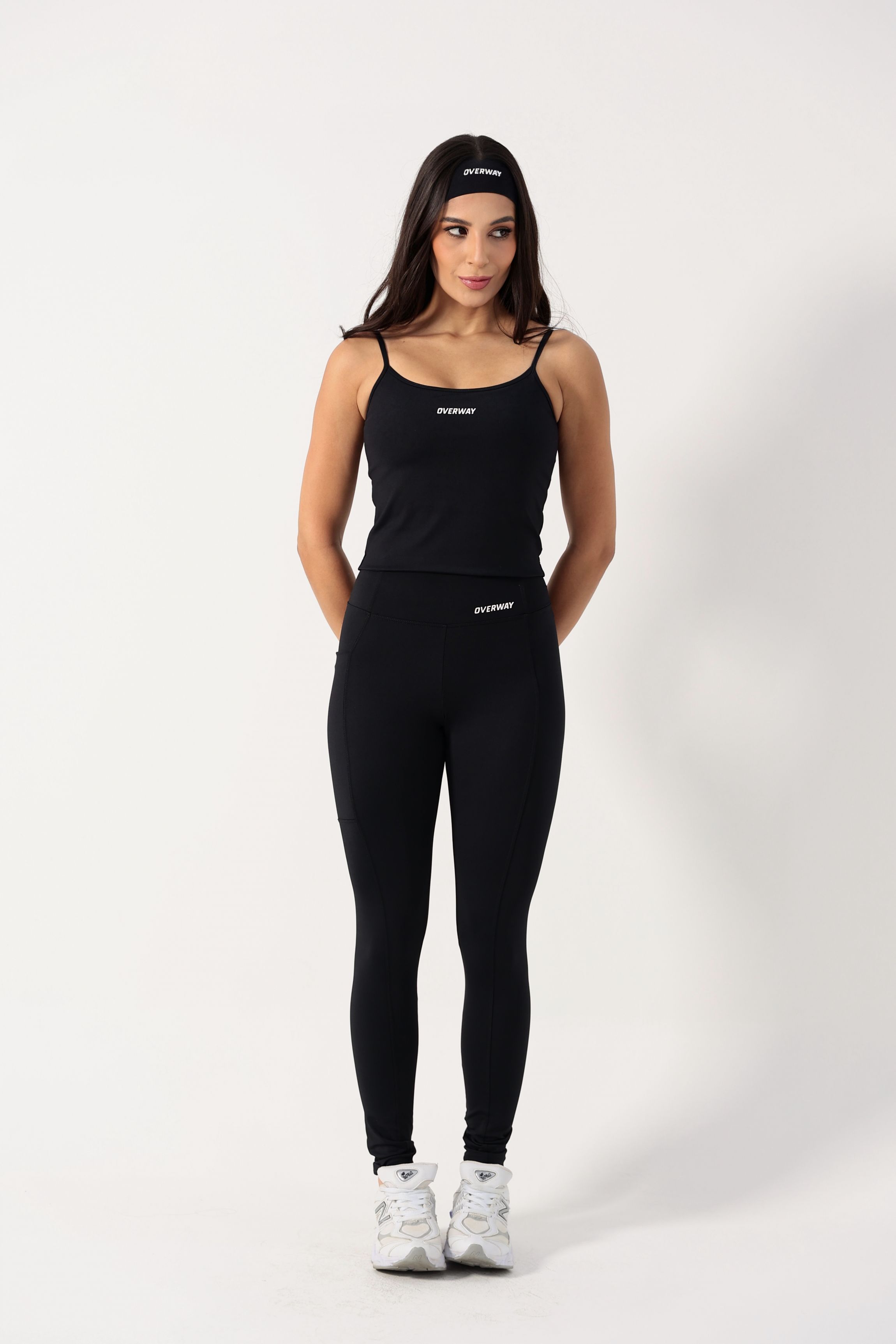 Conjunto OverFlex Feminino Top Longo e Legging Blackout com Bolso / Flex Fit - Preto