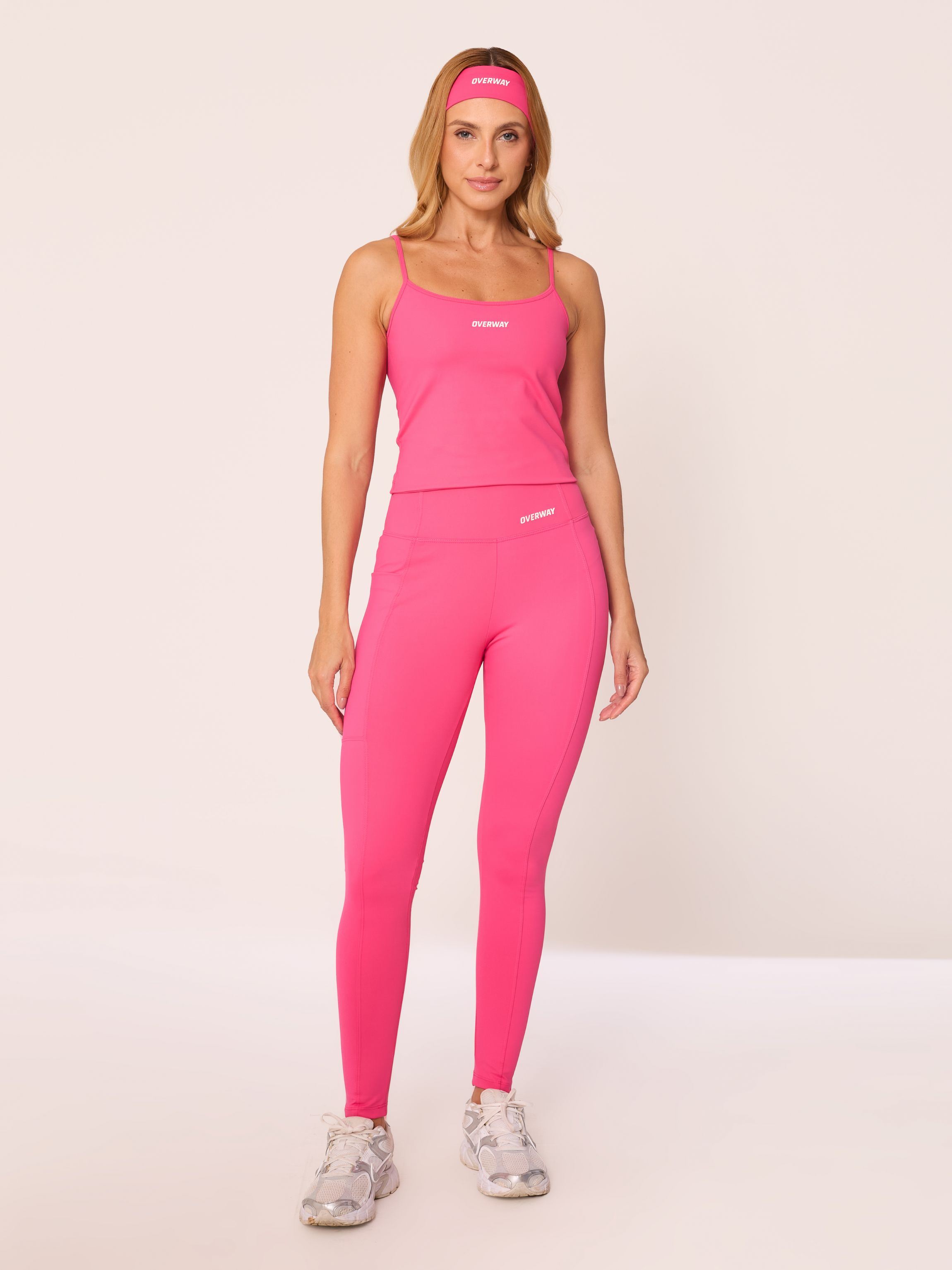 Conjunto OverFlex Feminino Top Longo e Legging Blackout com Bolso / Flex Fit - Pink