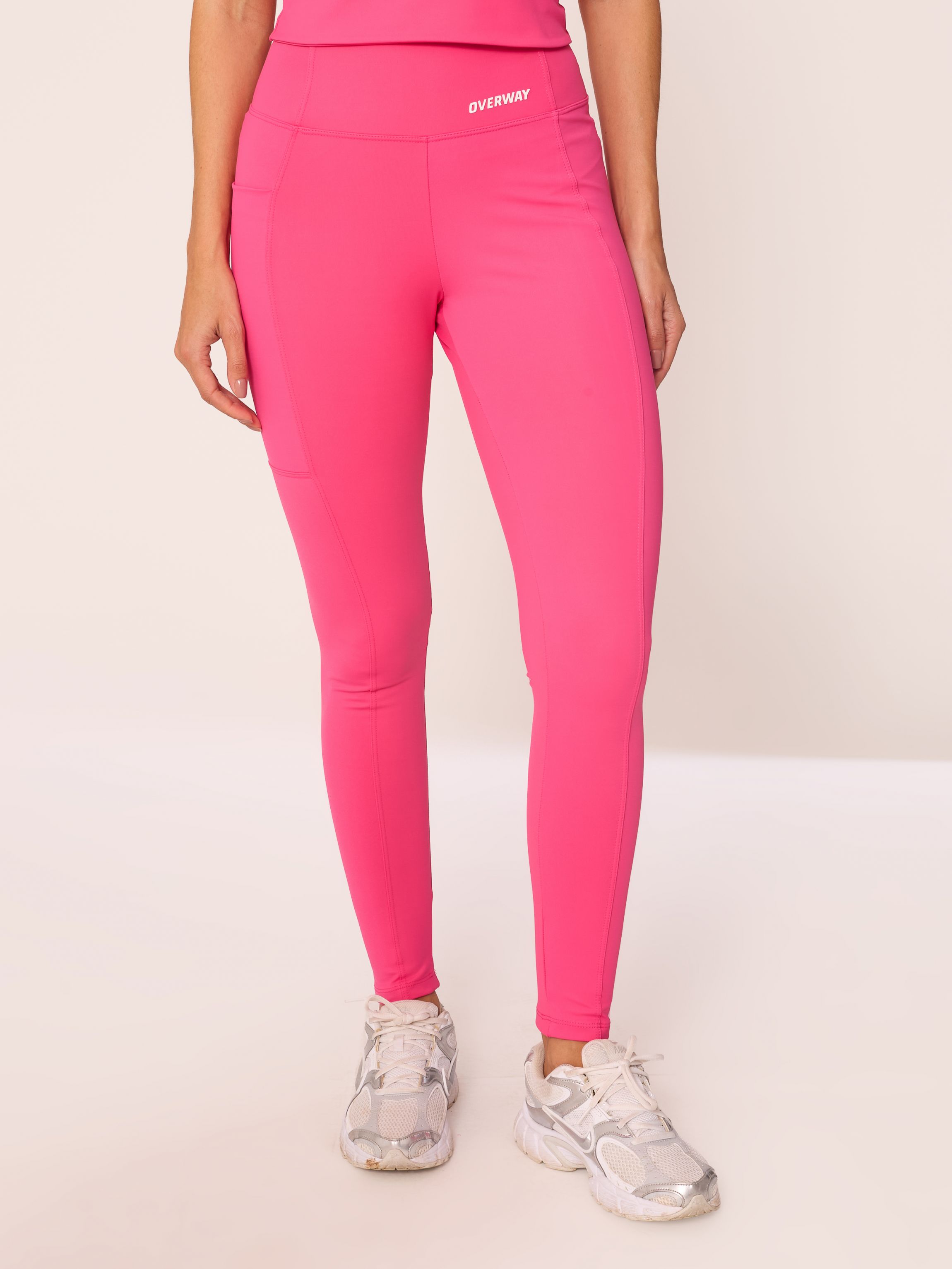 Conjunto OverFlex Feminino Top Longo e Legging Blackout com Bolso / Flex Fit - Pink
