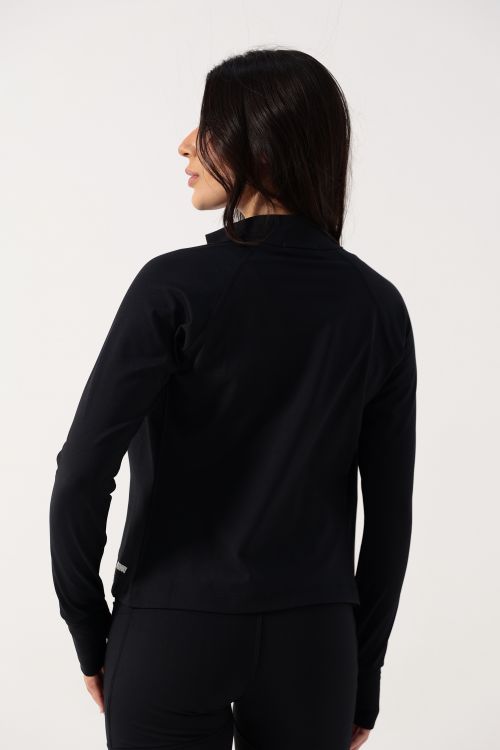 Jaqueta OverFlex Feminina Blackout com Gola Alta e Encaixe para Polegar / Flex Fit - Preta