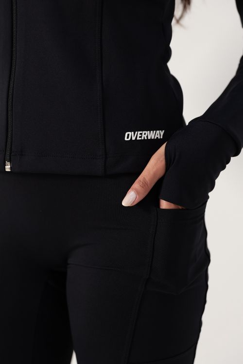 Jaqueta OverFlex Feminina Blackout com Gola Alta e Encaixe para Polegar / Flex Fit - Preta