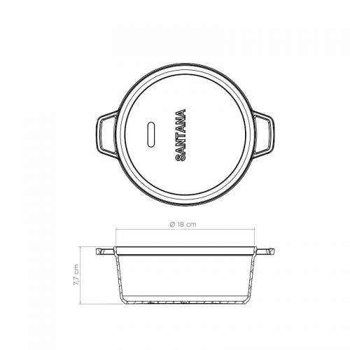 Caçarola alça de ferro tampa de ferro 1,7 litros cocotte 18 cm
