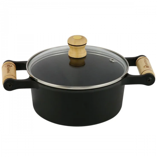 Caçarola Alças de Madeira Tampa de Vidro 4,1 litros 24 cm FS