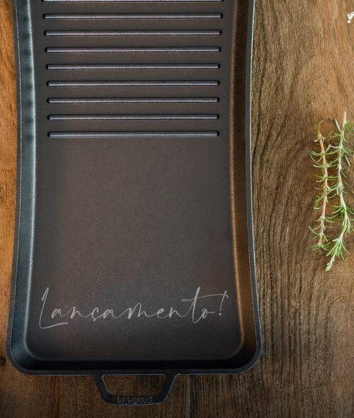 Chapa Assadeira Ferro Fundido Slim grill Santana 45 x 21 cm