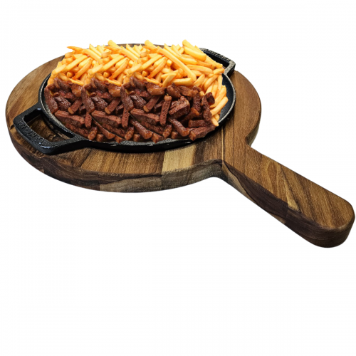 Chapa Petisco redonda com suporte de madeira 20cm