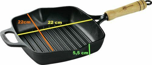 Frigideira Cook Grill FS 22 cm x 22 cm cabo de madeira
