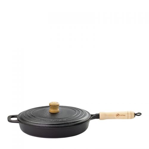 Frigideira Sautese 26cm Cabo Madeira com Tampa de Ferro FS