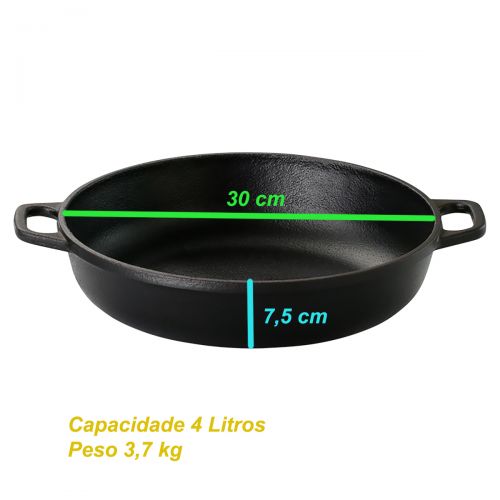 Paella Alça Ferro Tampa De Ferro Santana 30 Cm 4 Litros