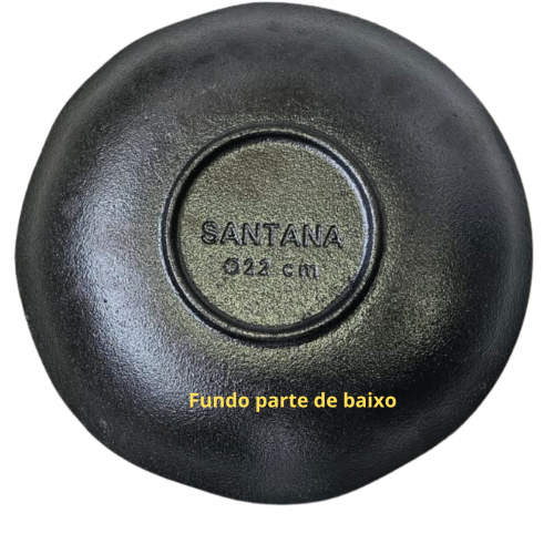 PRATO DE FERRO 22CM REDONDO COM SUPORTE DE MADEIRA SANTANA